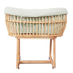 Geuther Rattan Rocker | utilisable comme berceau ou lit d'enfant | parois latérales hautes | matelas avec noyau perforé| en rotin, mousseline et bois massif | circulation optimale de l'air | menthe