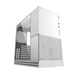 Geometric Future M4 King Arthur Mid/Mini Tower, E-ATX/ATX Gaming Case, Glass/ 1.2mm Steel,Type C, Vertical GPU Mount - White