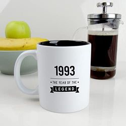 eBuyGB Engraved Black Reveal Coffee Mug -1993 Year of The Legend Design - 30th Birthday Gifts for Him, Men - 370ml Tea Cup, Gift for Son, Brother, Cousin, Friend