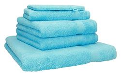 Betz Set van 5 handdoeken, 1 badhanddoek, 2 handdoeken, 1 gastendoek, 1 washandschoen, 100% katoen, premium kleur turquoise