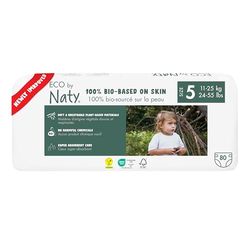 Eco by Naty Baby Nappies - 100% Plant-Based Materials on Skin, Soft, for Sensitive Skin & Super Absorbent (Size 5, 80 Count)