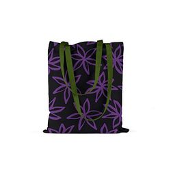 Bonamaison Printed Tote Bag, Reusable Grocery Bag, Shopping Bag, Machine Washable, Foldable, Canvas Cloth Bag with Green Handles, Size: 34x40 Cm