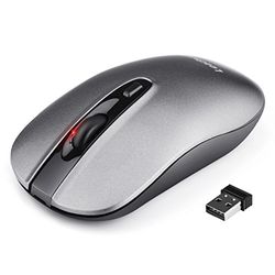 LeadsaiL Wireless Silent Mouse, Cordless Rechargeable USB Mouse, Noiseless and Quiet Click,2400DPI with 5 Adjustable Levels for Windows 7/8/10/XP/Vista/Mac/Linux (Grey)