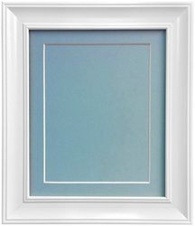 FRAMES BY POST Scandi Vintage Witte Fotolijst met Blauwe Mount en Backing Board 14 x 8 voor Pic Formaat 10 x 4 inch