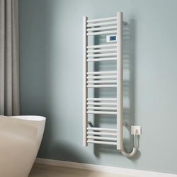 EMKE Elektrische handdoekradiator, 120 x 40 cm, badkamerverwarming, elektrisch met aanraakschakelaar, timer, handdoekverwarming, handdoekdroger, elektrisch, wit, 450 W