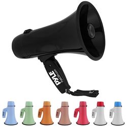 Pyle PMPRA213BK Lightweight and Portable Bullhorn Megaphone, Aux (3.5mm) Input for MP3/Music, Automatic Siren, 20-Watt, MIC/Talk (Black) Unisex-Adult, Taille Unique