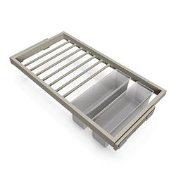 Emuca - Set van 7 broekenstangen met zachtsluitend geleidingsframe en 2 extra bakje voor garderobekasten, verstelbaar, module 900mm, steengrijs
