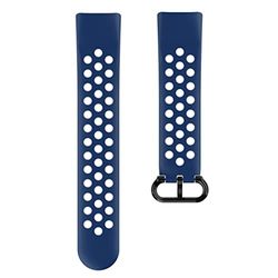 Hama Fitbit klockarmband 22 mm (justerbart ersättningsarmband för smartwatch Fitbit Charge 5, sportarmband som andas för byte, silikon utbytbart armband, rostfritt stål tryckknapp) blå/grå