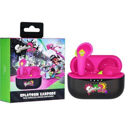 OTL Technologies Splatoon 2 - Auriculares inalámbricos con Bluetooth V5.0 para niños con Caja de Carga, Color Negro y Rosa