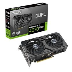 ASUS DUAL NVIDIA GeForce RTX 4070 SUPER Scheda Grafica 12 GB GDDR6X, 192 Bit, PCIe 4.0, HDMI, DisplayPort, Nero, DUAL-RTX4070S-12G-EVO