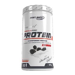 Best Body Nutrition Gourmet Premium Pro Protein, boîte de Mûre et de yaourt, Shake protéiné à 4 composants: Caséinate, concentré de whey, isolat de whey, protéine d'œuf, boîte de 500 g