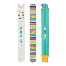 Legami - Lot de 3 limes à ongles, thème Llama, clous avant les males, 3 limes adaptées pour raccourcir, citron et modeler tous les types d'ongles, pour une manucure précise, 2 x 18 cm