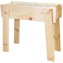 WAGNER GreenFAMILY - Aiuola rialzata - GreenBOX Design - legno di conifera, legno massiccio FSC®, naturale, 82 x 74 x 36 cm, con sacchetto per piante - 25033001