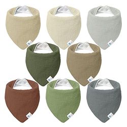 lulumoon Babero de Muselina Babero para Bebé: Pañuelo Triangular para Bebé niña y niño, 100% Algodón (A-Forest)