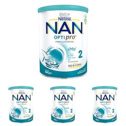 Nan Nestlé Optipro 2 Leche de Continuación en Polvo Fórmula, 6 Meses +, 800g (Paquete de 4)