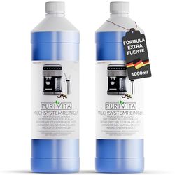 PURIVITA® Limpiador Universal del Sistema de Espuma de Leche [2x1L] - Liquido Descalcificador Cafetera - Apto para Todas las Cafeteras y Máquinas como De Longhi, Nespresso, Philipps & Krups - Antical