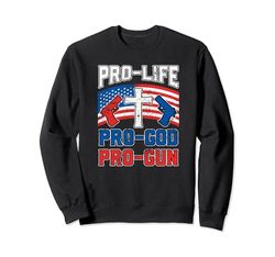 Pro Life Pro God Pro Gun Patriot Bandera americana Amante de armas de fuego Sudadera