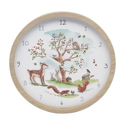Lesser & Pavey Forest Friends Woodland Animals Wooden Children's Bedroom Analogue Clock, White, One Size