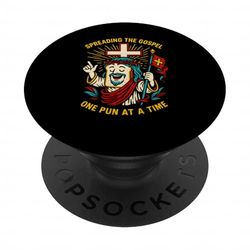 Jesus Puns Spreading Gospel Cool Mens Christian Faith PopSockets Adhesive PopGrip