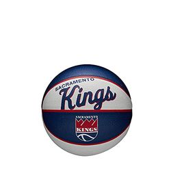 Wilson Mini Pallone da Basket NBA TEAM RETRO BSKT MINI, Utilizzo Outdoor, Gomma, Misura Mini, Bianco/Blu Scuro (Sacramento Kings)