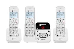 Geemarc Amplidect 295 Trio - Pack Trio de Téléphones Fixes sans Fil - Une Base DECT avec 3 Combinés - Accès Direct au Répondeur - Adapté aux Séniors - Perte Auditive Faible ou Moyenne - Version FR