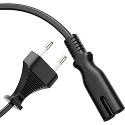 Perfect Euro-netsnoer, eurostekker recht naar IEC-aansluiting, C7 recht, accessoire-stroomkabel voor huishoudelijke apparaten, 2,00 m, zwart