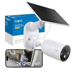 Tapo C425 KIT 2K 4MP QHD Battery Solar Security Camera Outdoor Wireless, 150° Super-wide FOV, Colour Night Vision, No Monthly Fee, AI Detection, Two-way Talk, IP66, Works with Alexa & Google