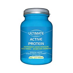 Ultimate Italia - Active Protein - 450g - gusto vaniglia - integratore per over 50 - con proteine, acido ialuronico, vitamine e minerali, senza glutine e lattosio