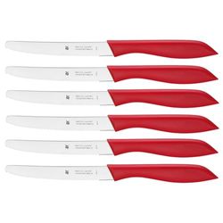 WMF Classic Line frukostknivset 6 delar, 23 cm, brödkniv tandad slipning, brödkniv, specialbladstål, plasthandtag, röd