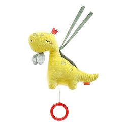 Fehn 051018 mini pozytywka dinozaur – przytulanka i pomoc w zasypianiu: melodia "kołyska Mozartta" uspokaja w każdej sytuacji – idealny towarzysz do domu i w podróży – dla niemowląt i małych dzieci