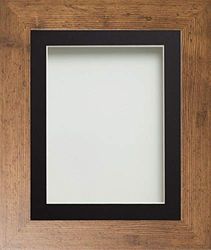 Frame Company Watson Range Rustic 9x7 inch Picture Photo Frame with Black Mount for Image 6x4 inch *Choice of Sizes* Fitted with Real Glass