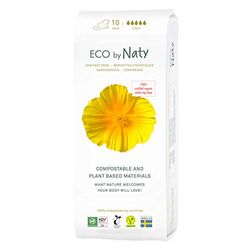 Eco by Naty Assorbenti NOTTE - assorbenti igienici a base vegetale e assorbenti per donne, prodotti mestruali in cotone biologico, migliori per la salute femminile (10 unità)