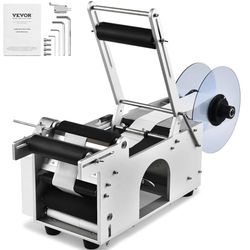 VEVOR Etichettatrice Semiautomatica per Bottiglia Rotonda, 20-50Pezzi/min, Applicatore di Etichette, Etichettatrice Regolabile Adatta per Bottiglie Larghezza Etichetta tra 13-150mm Lunghezza 25-300mm