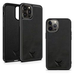 GAZZI Ultimo - Custodia per Apple iPhone 13, in vera pelle, protezione completa, flessibile (nubuck nero)