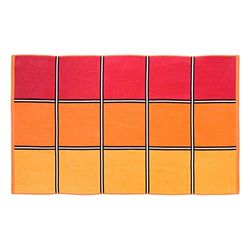 Gözze Serviette de Plage 100% Coton, 100 x 160 cm, Carreaux, 10001–23, Coton, Rouge/Orange/Jaune, 41 x 32 x 3 cm