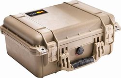 PELI 1450 Mala impermeável resistente para equipamentos óticos, eletrónicos e fotográficos, IP67 impermeável e impermeável ao pó, 15 L de capacidade, fabricada na Alemanha, sem espuma, bege