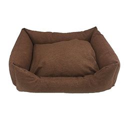 Euronovità EN-21435 hondenhoed, hondenkussen, kattenkussen, kleur bruin van katoen, rechthoekig, lengte 60 cm x breedte 50 cm x hoogte 18 cm, met uitneembaar kussen