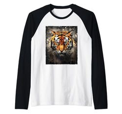 Tigre Ritratto Motivazione Palestra Wildlife Opere Maglia con Maniche Raglan