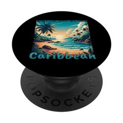 Spiaggia Caraibica Tramonto Grunge Vacanza Design PopSockets PopGrip Intercambiabile