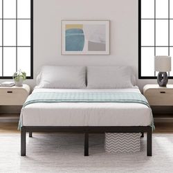 Zinus Yelena Bed 160x200 cm - Bedframe hoogte 36 cm met opbergruimte onder het bed - Metalen bedframe met lattenhouder van staal - Zwart