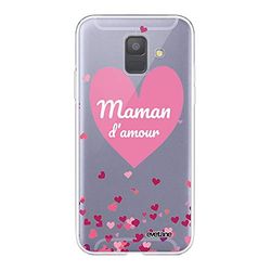 Evetane Beschermhoes compatibel met Samsung Galaxy A6 2018 360 rondom beschermhoes, voorzijde, robuust, transparant, liefdesmutter, hartjes, modieus motief