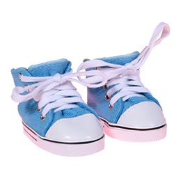 The New York Doll Collection Oceaanblauw canvas Glimmend Leer Pop Gympen past bij 18 inch / 46 cm Poppen - voor Mode Meisje Poppen - Poppen schoenen - Poppen Gympen
