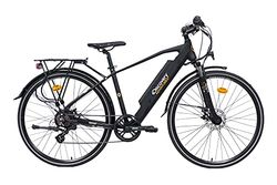 Discovery E8200, Bicicletta a pedalata assisita, Trekking Bike con Ruote da 28" e Forcella Ammortizzata, Cambio Shimano 7 velocità Uomo, Nero Opaco