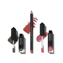 HAUS LABORATORIES By Lady Gaga: HAUS OF COLLECTIONS | Makeup Kit with Bag, Liquid Eyeshadow, Lip Liner Pencil, and Lip Gloss Available in 9 Sets, Vegan & Cruelty-Free | 3-Piece Value Set