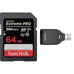 SanDisk Extreme PRO 64GB SDXC UHS-II Card with SanDisk SD UHS-I Card Reader