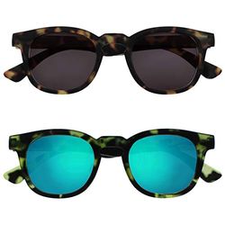 OPULIZE Bay 2 Pacco Di Spessore Giro Uomo Donna Marrone Opaco Verde Tartaruga Lettori Sole Occhiali Da Lettura SS97-26 +1,00
