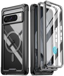Poetic Guardian MagPro Hoesje compatibel met Pixel 8 Pro 5G, [compatibel met MagSafe] ingebouwde schermbeschermer werkt met vingerafdruk-ID, full body schokbestendig, robuust, transparant hoesje,