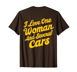 Amo a una mujer y varios coches mecánico coche (en la parte trasera) Camiseta