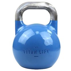 TITAN LIFE PRO Kettlebell Steel Competition 12kg. Blauw. Professionele kogelhalters. Competitie inzetstuk. Groot bodemoppervlak. gelegeerd staal
