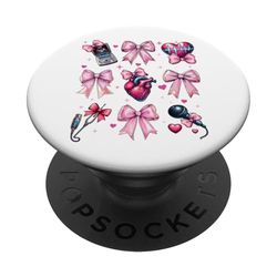 Coquette Bow Echo Tech Echocardiography Technician Girl Mom PopSockets Adhesive PopGrip